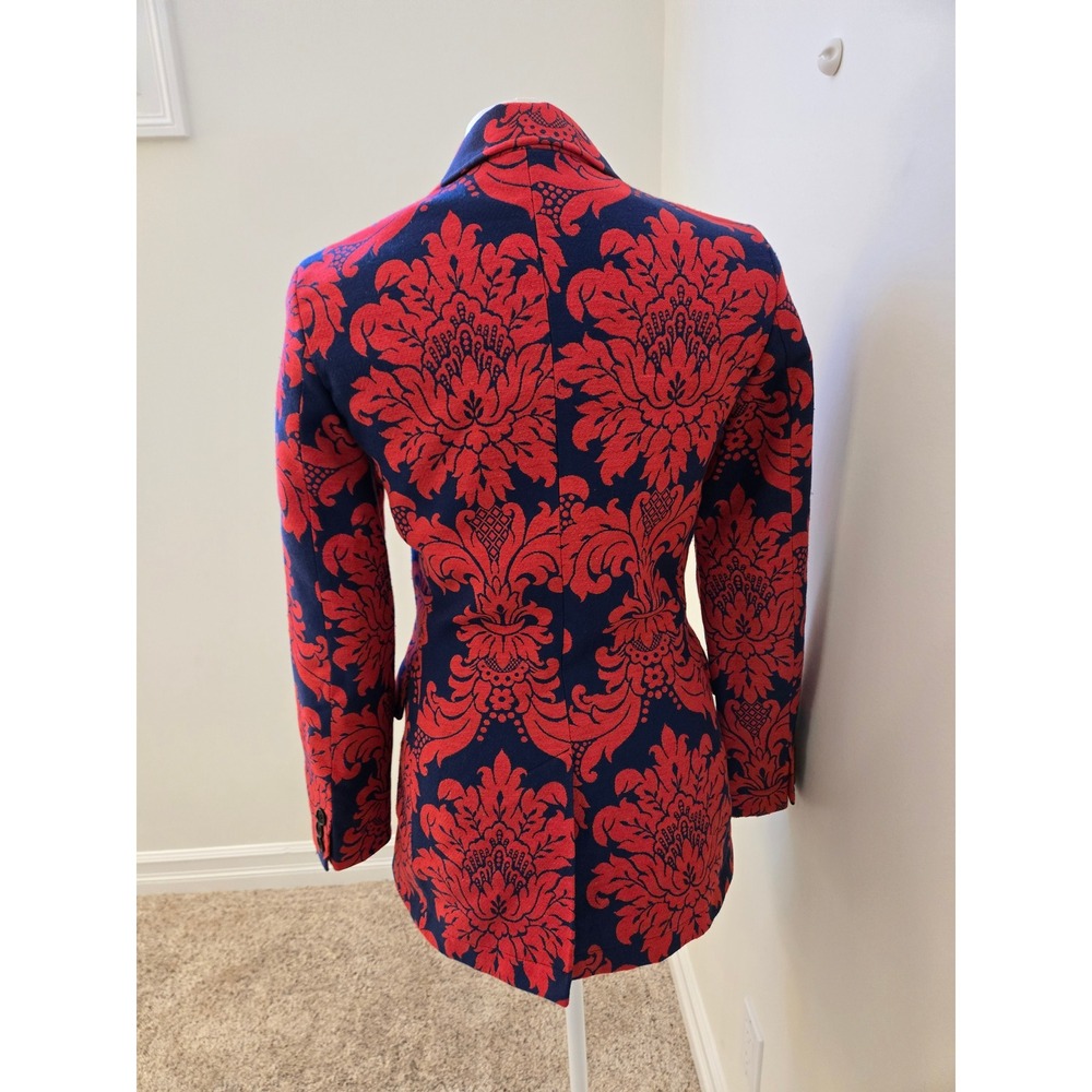 Moschino Jeans Made In Italy Red Blue Damask Print Blazer‎ Jacket Size 8 - Picture 4 of 10